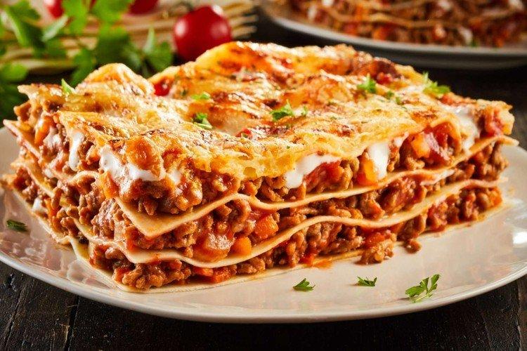 Lasaña con carne picada de ternera