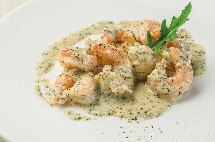 Garnelen mit Blauschimmelkäse