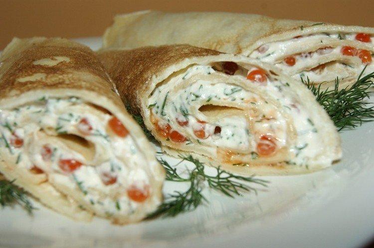Füllung mit rotem Kaviar und Philadelphia