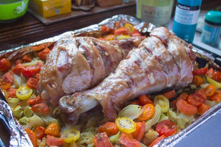 Stuffed Turkey Drumstick in the Oven