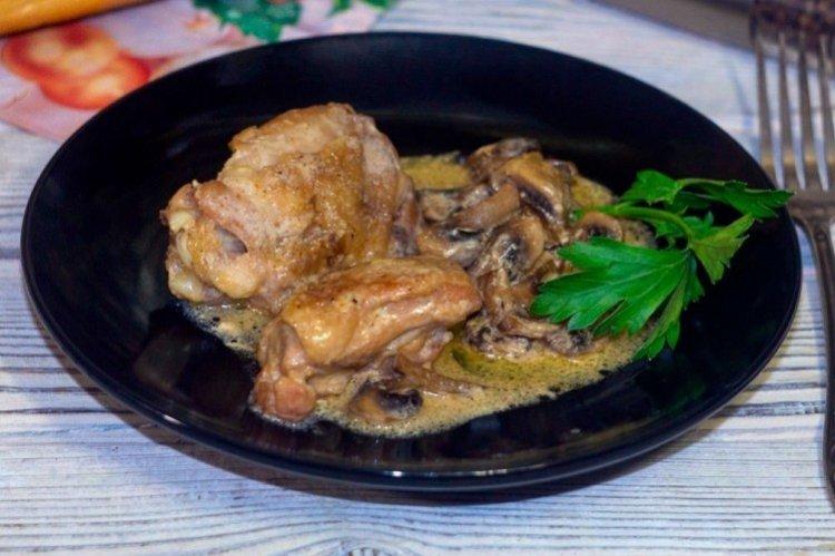 Pollo con champiñones en bolsa