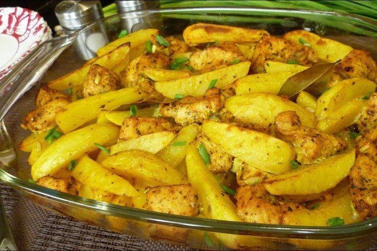 Turkey with Potatoes in a Baking Dish