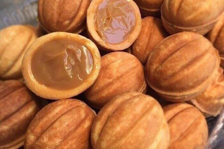Nut-Shaped Cookies with Condensed Milk on Margarine