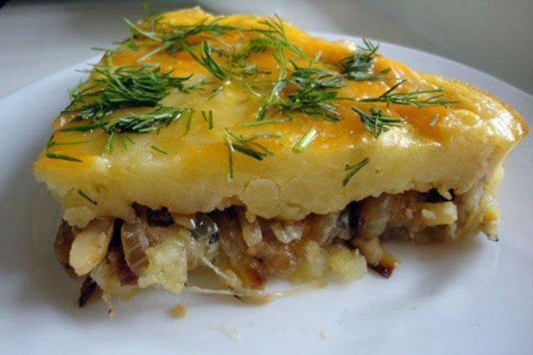Pastel de patata con champiñones