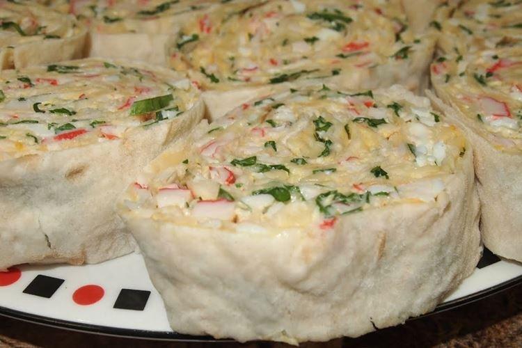 Lavash Roll with Red Fish and Crab Sticks