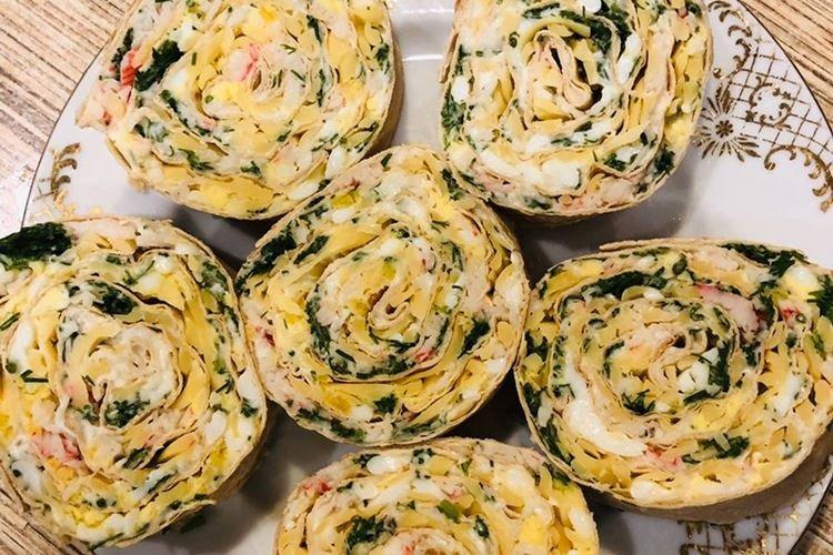 Lavash Roll with Omelet and Crab Sticks