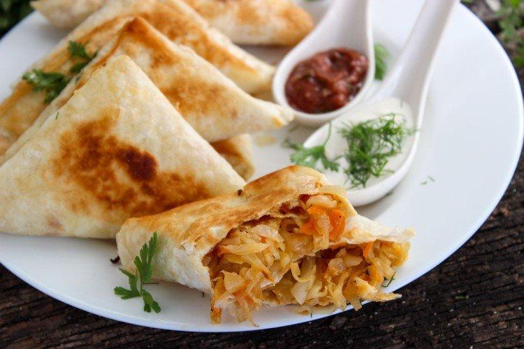 Pescado en lavash con col