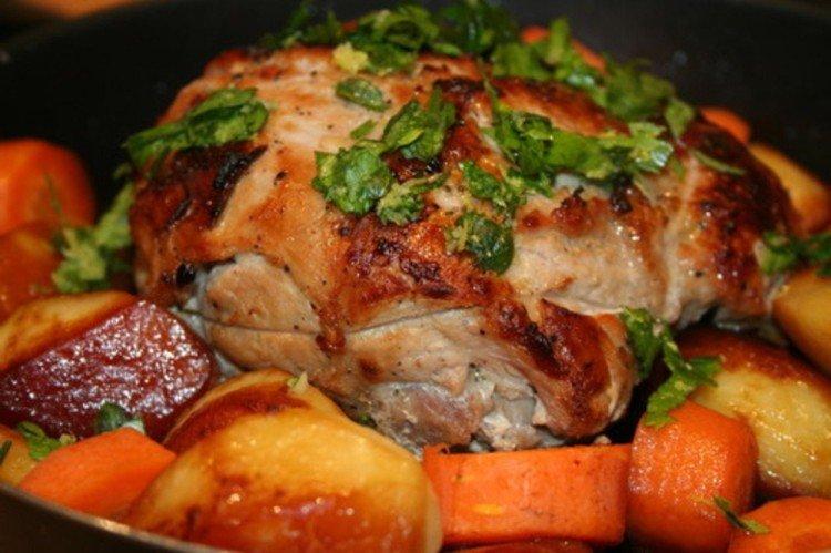 Pork Ham with Potatoes and Vegetables