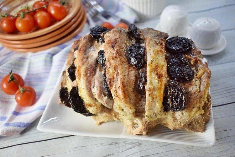 Pork Ham with Prunes in the Oven