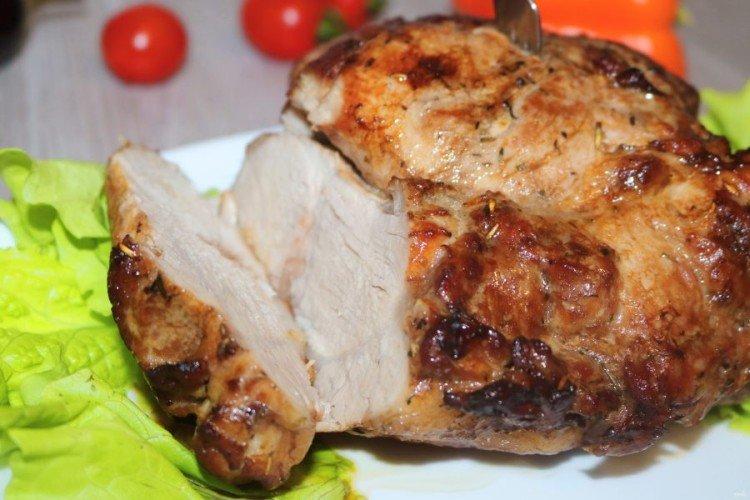 Pork Ham Baked with Mushrooms