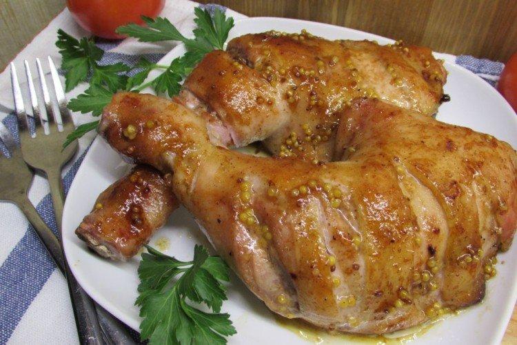 Hähnchenschenkel in Honig-Senf-Sauce