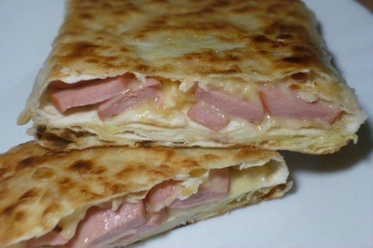 Lavash Pies with Sausage and Cheese