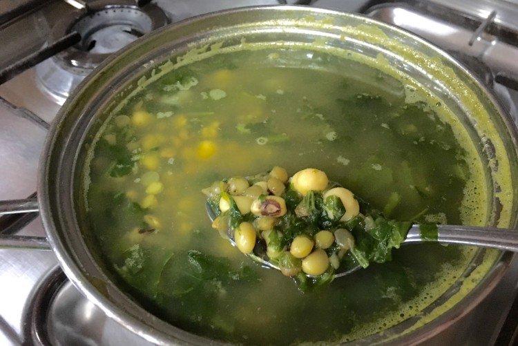 Mung Bean and Spinach Soup