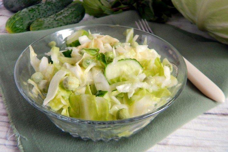 Salad with Cucumber, Napa Cabbage, and Peas