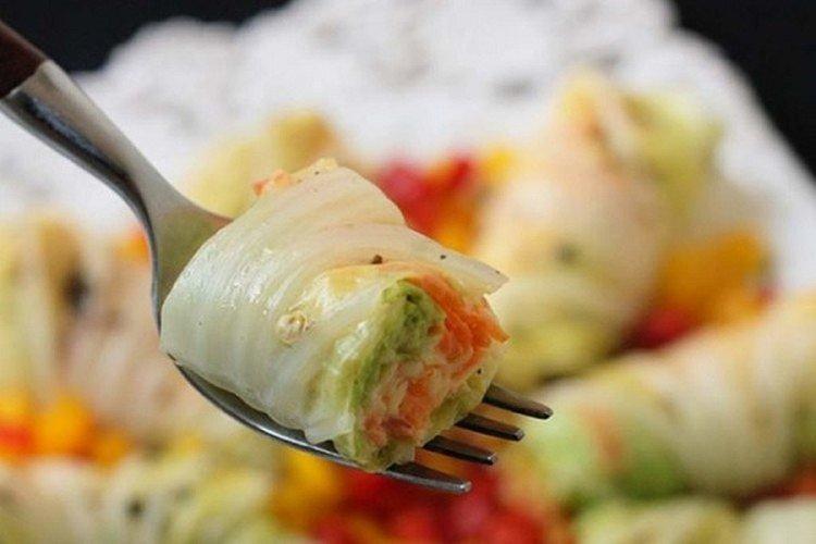 Napa Cabbage Rolls with Filling