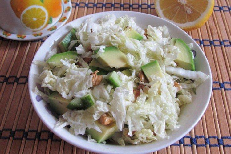 Salad with Cucumber, Napa Cabbage, and Avocado