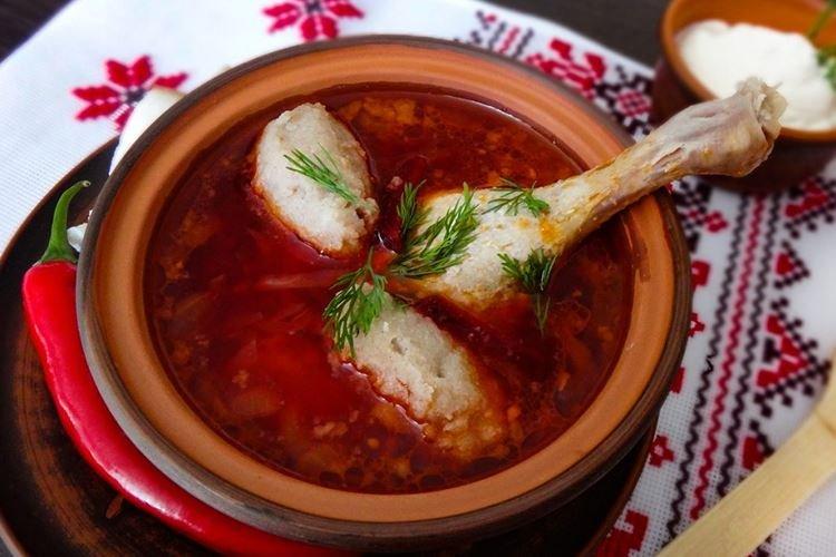 Ukrainian Borsch with Galushki (Dumplings)
