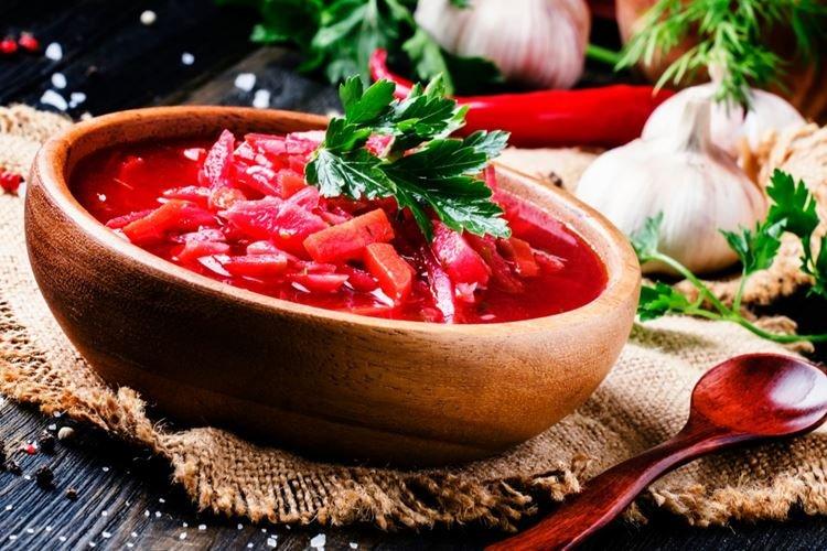 Ukrainian Borsch with Smoked Salo