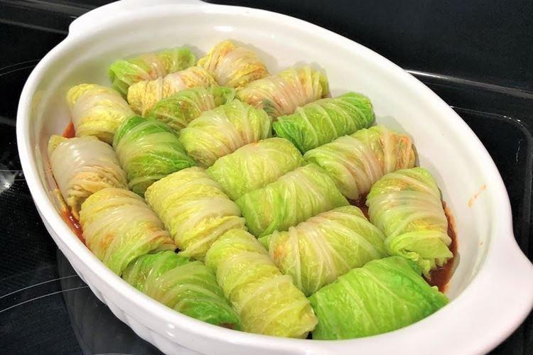 Cabbage Rolls with Fish and Napa Cabbage