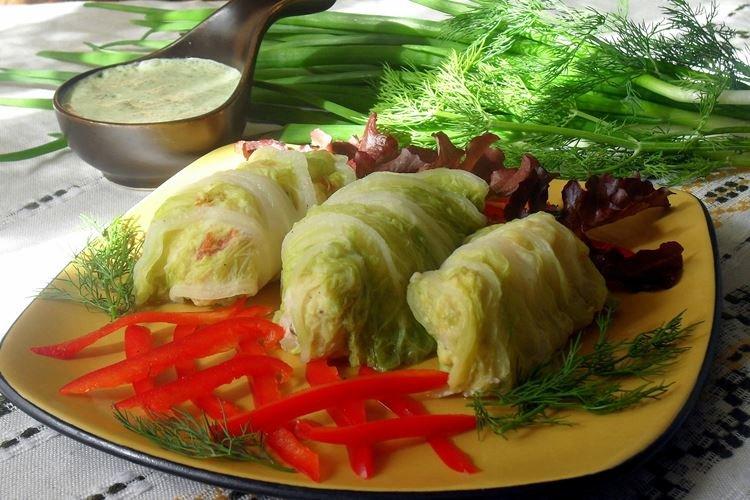 Cabbage Rolls with Napa Cabbage and Chicken
