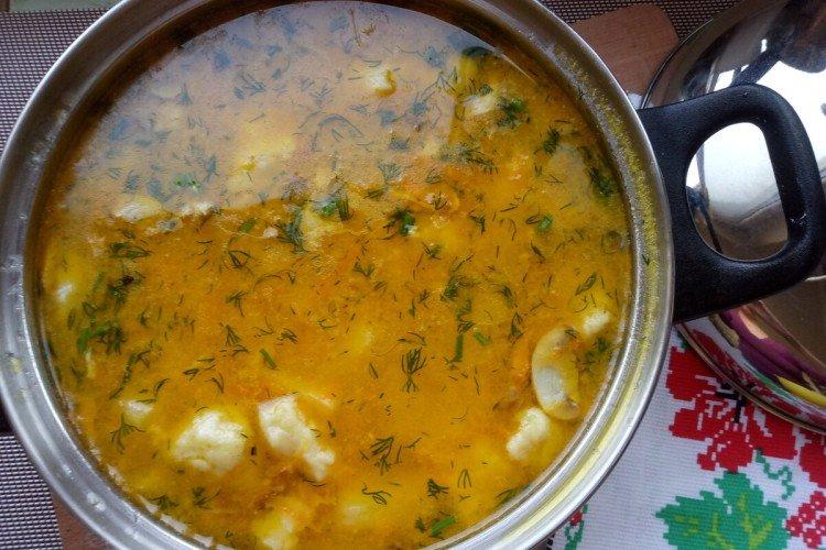 Sopa de champiñones con galushki