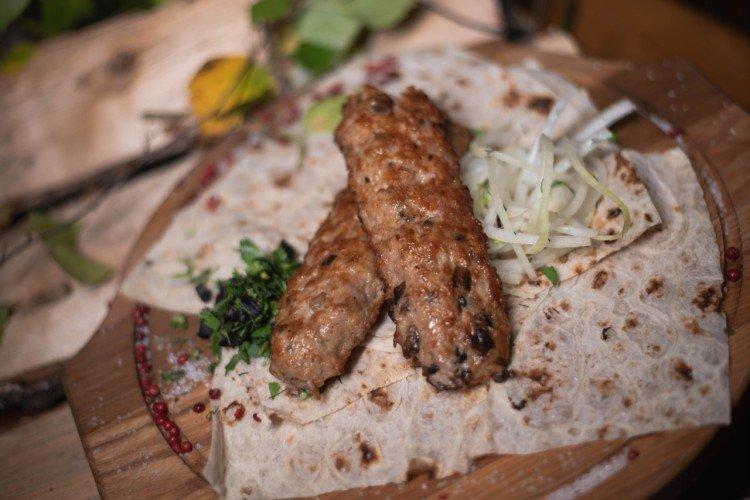 Lyulya-Kebab with Mushrooms and Rice
