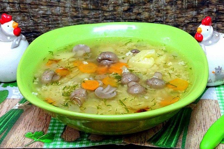 Sopa de mijo con champiñones