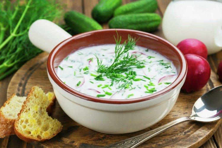 Vegetable okroshka with kefir