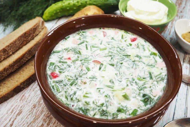 Okroshka with kefir and zucchini
