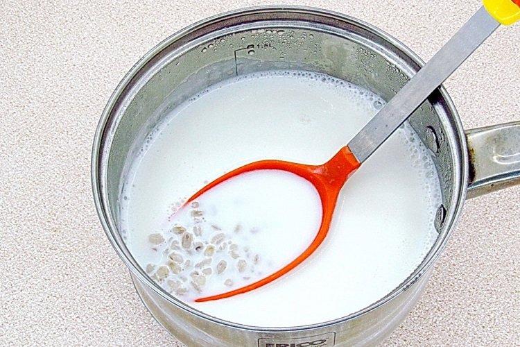 Sopa de leche con cebada perlada
