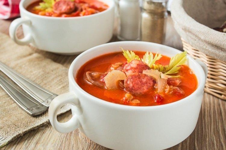 Smoked Sausage Soup with Egg