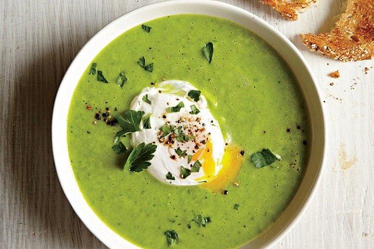 Asparagus Cream Soup with Poached Egg