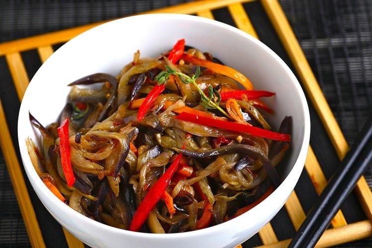 Korean Eggplant, Bell Pepper, and Carrot Salad