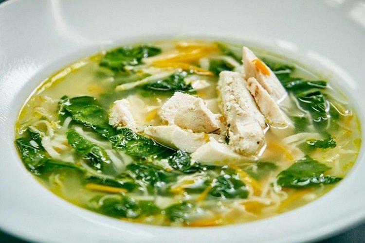 Chicken Noodle and Spinach Soup
