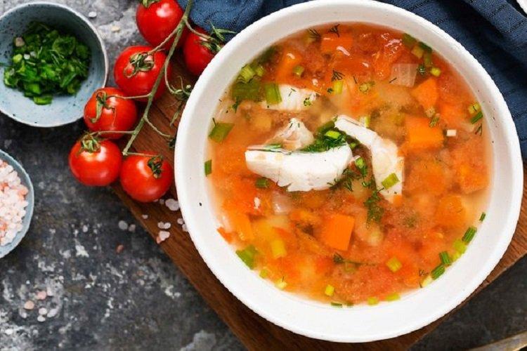 Ukha with Trout and Tomatoes