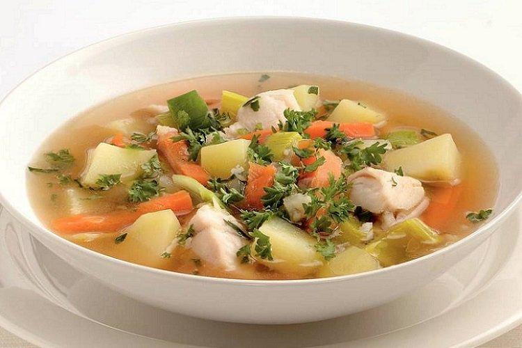 Ukha with Trout and Frozen Vegetables