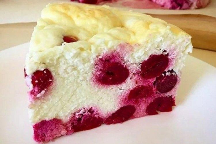 Cottage Cheese Bake with Cherries and Semolina