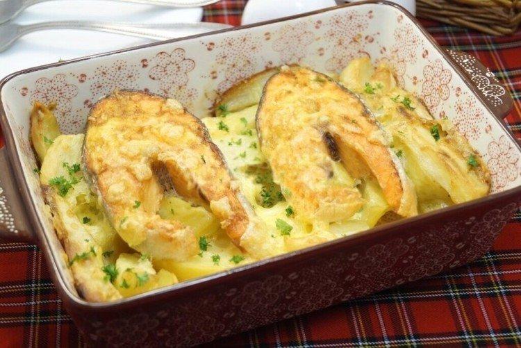 Trout with Potatoes in the Oven