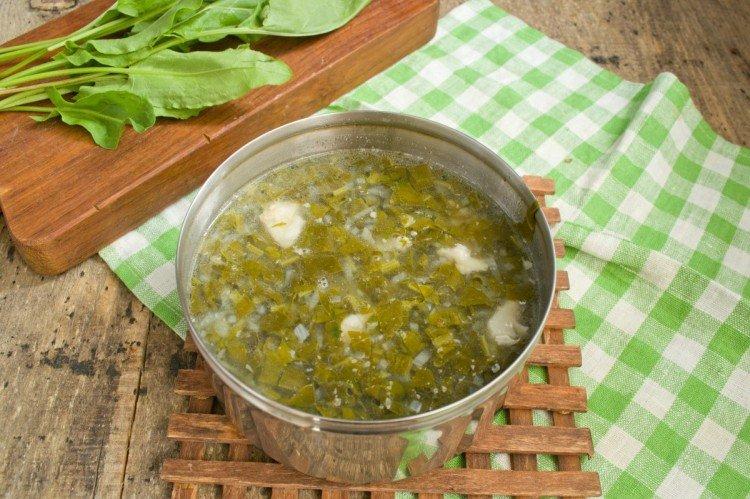 Sauerampfersuppe mit Ei und Fleisch
