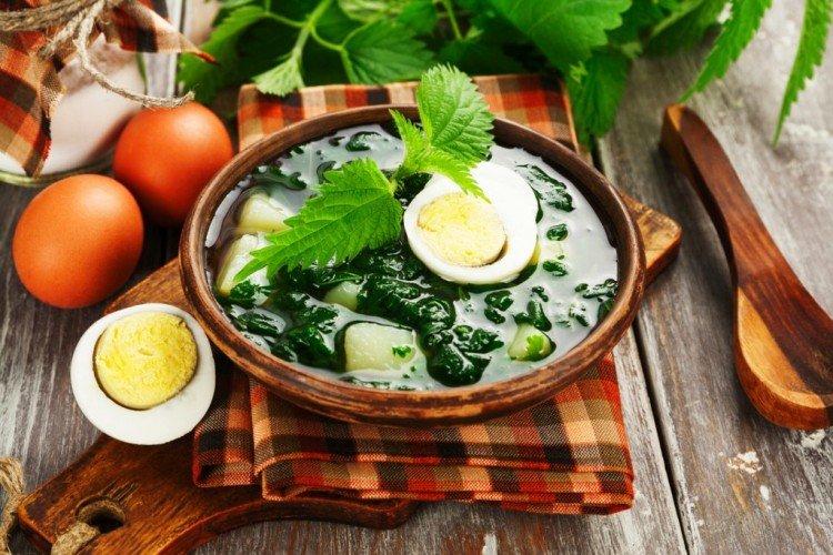 Sauerampfersuppe mit Ei und Brennnessel