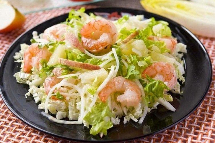 Chinese Cabbage, Shrimp, and Pineapple Salad