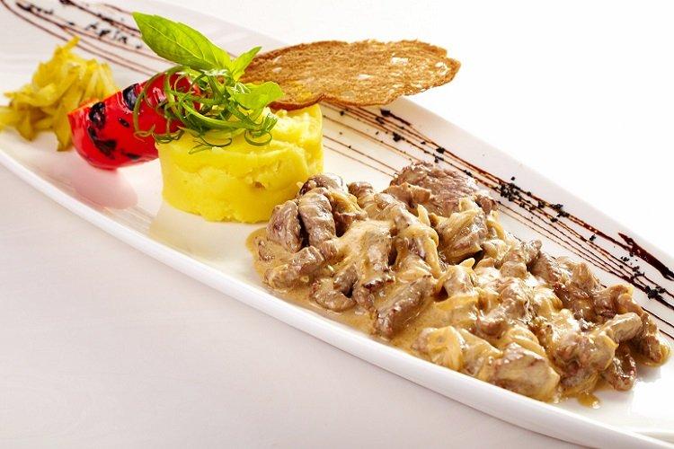 Pork Stroganoff in Mustard-Sour Cream Sauce