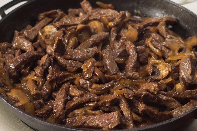 Pork Stroganoff with Eggplant and Mushrooms