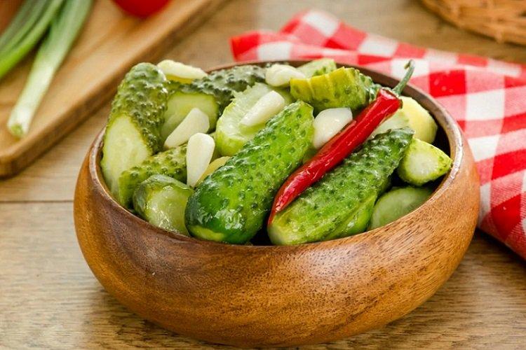 Lightly Salted Cucumbers with Celery and Garlic