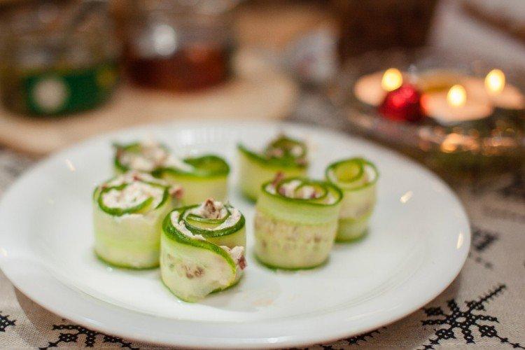Rollitos de pepino con champiñones