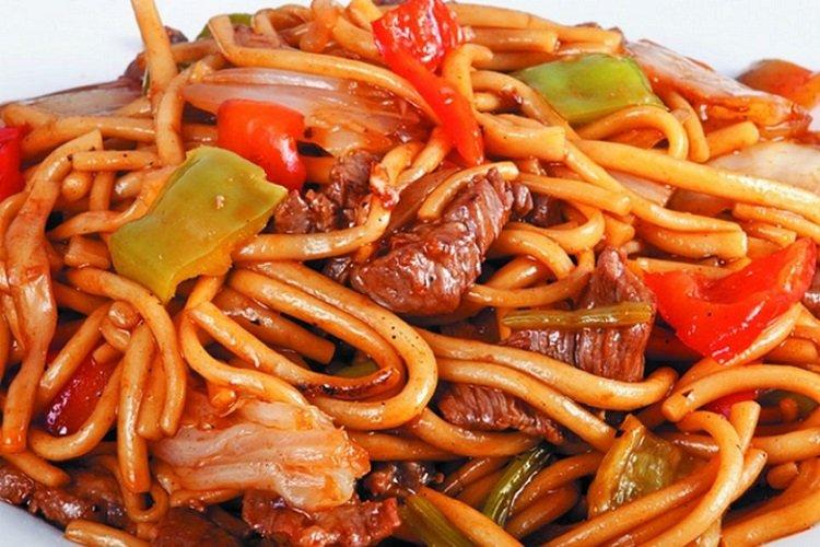 Lagman with Beef and Fried Noodles