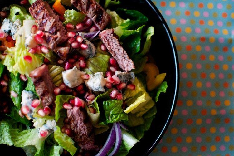 Royal Salad with Beef and Pomegranate Seeds