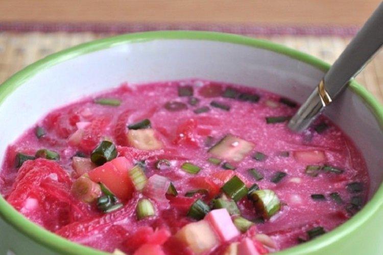 Cold Beetroot Soup with Sausage