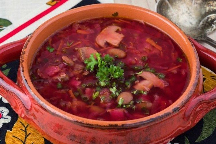 Cold Beetroot Soup with Mushrooms