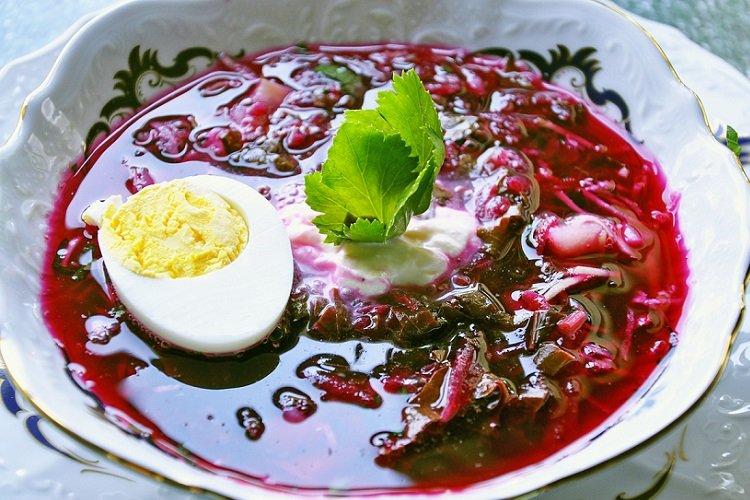 Cold Beetroot Soup with Beet Greens